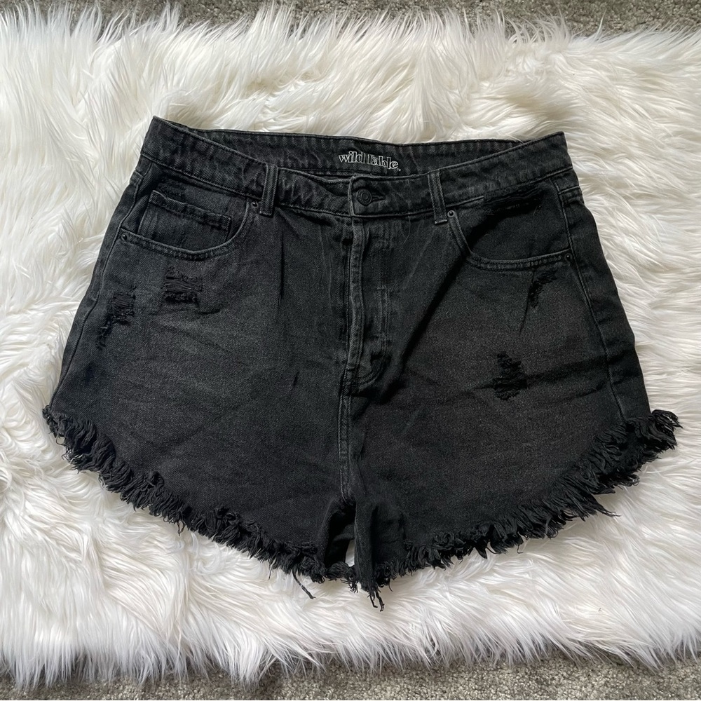 Wild Fable Distressed Black Button Fly Denim High Rise Short